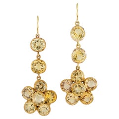 A pair of early Victorian topaz drop earrings