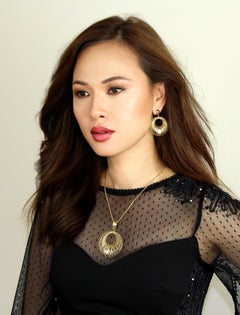 Pair of Earrings and Matching Pendant, Greek Key Design in 18 Karat Yellow Gold