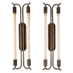 Pair of East German Brass Lobby Wall Lights