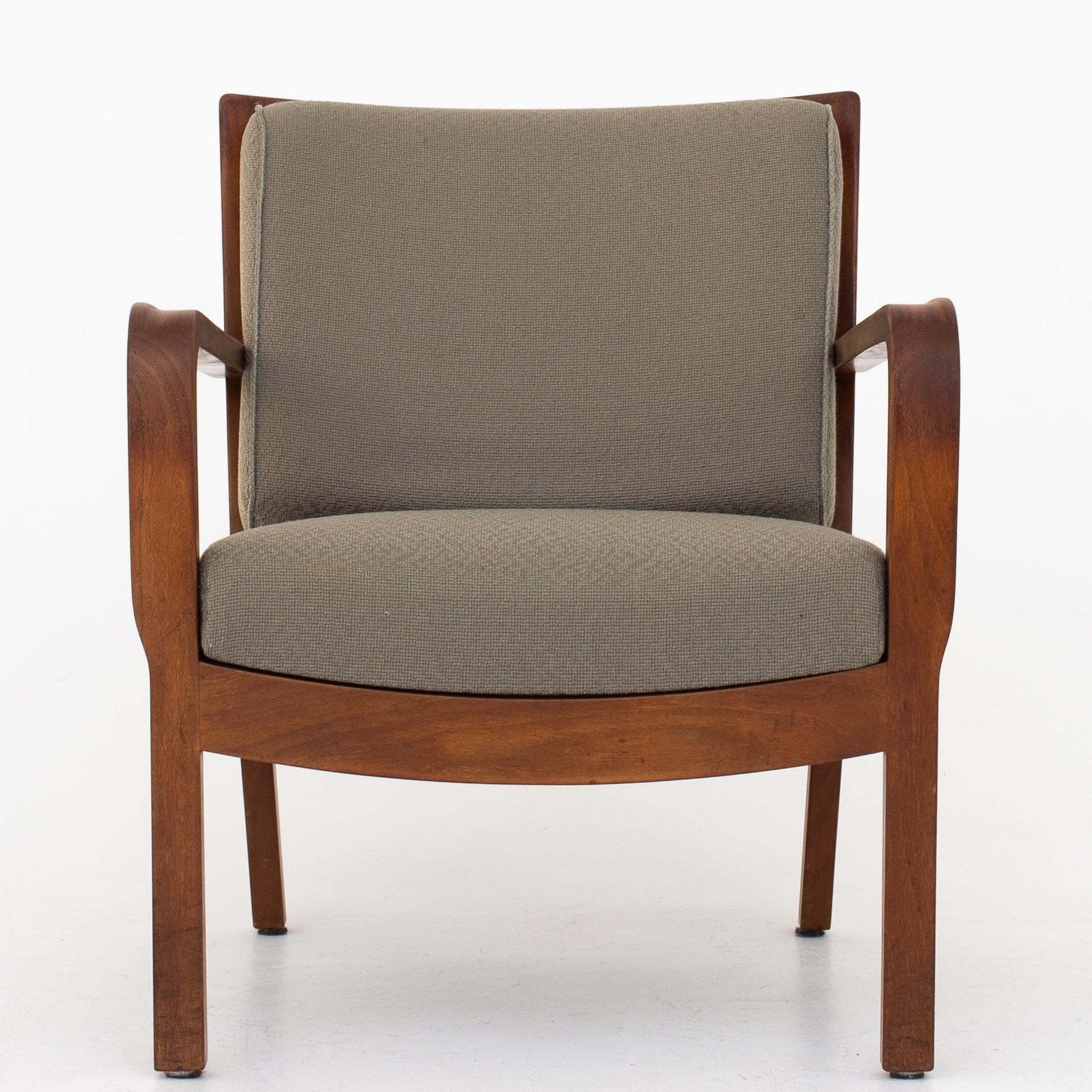 Mahogany Pair of Easy Chairs by Tove & Edvard Kindt Larsen. For Sale