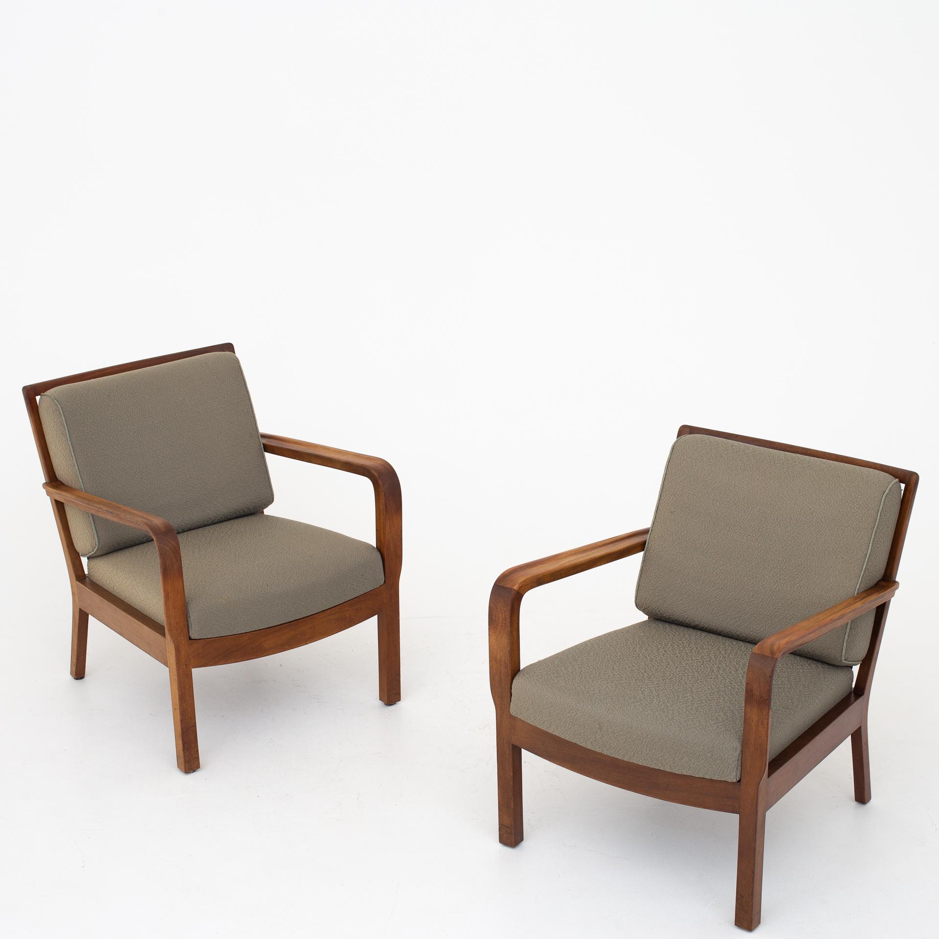 Pair of Easy Chairs by Tove & Edvard Kindt Larsen. For Sale 1