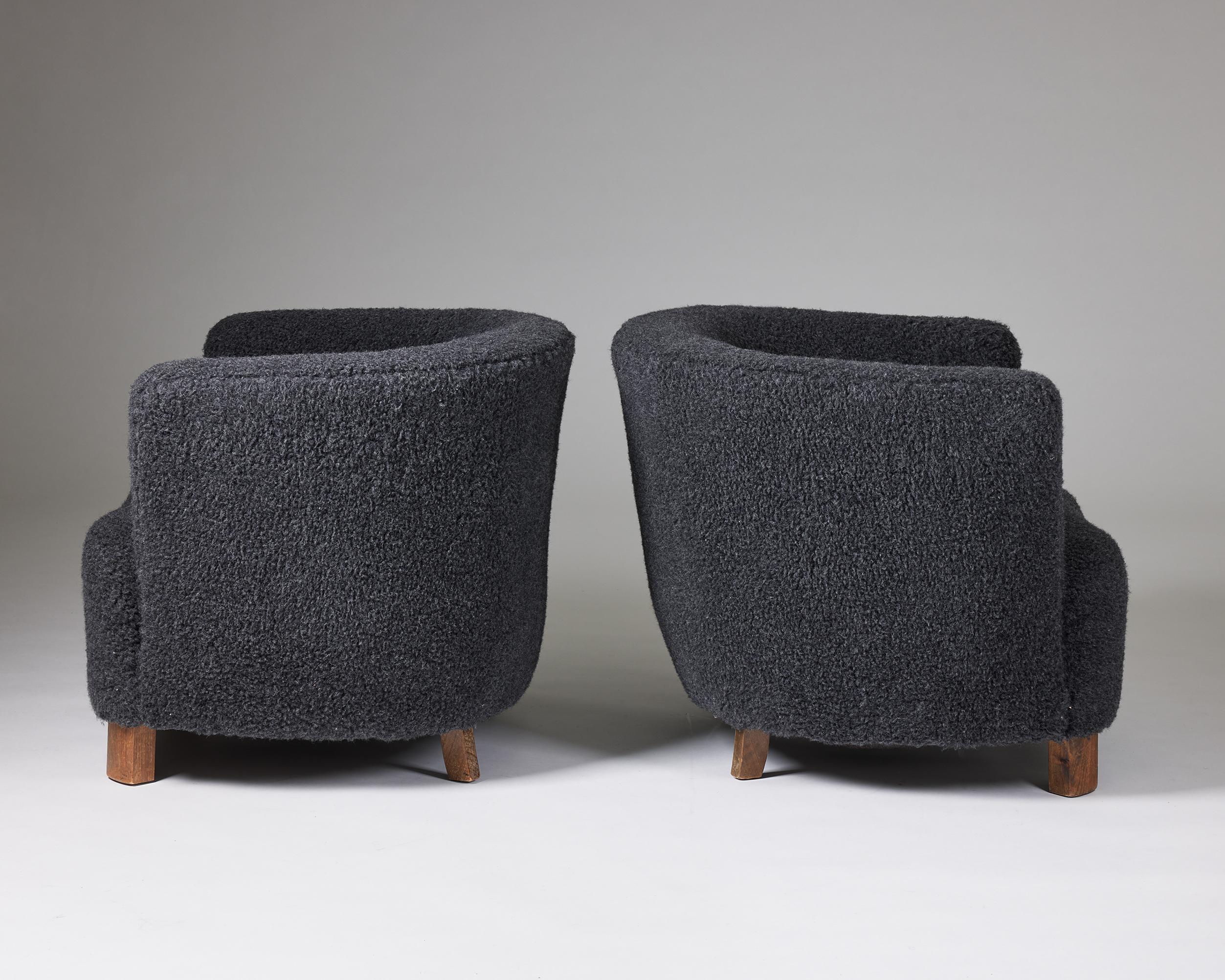 20th Century Pair of Easy Chairs Designed by a Danish Cabinetmaker, Denmark, 1940s