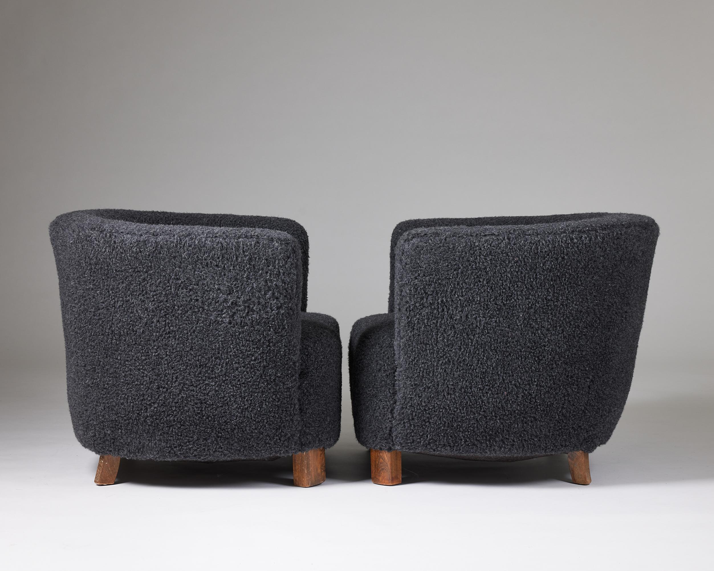 Pair of Easy Chairs Designed by a Danish Cabinetmaker, Denmark, 1940s 1