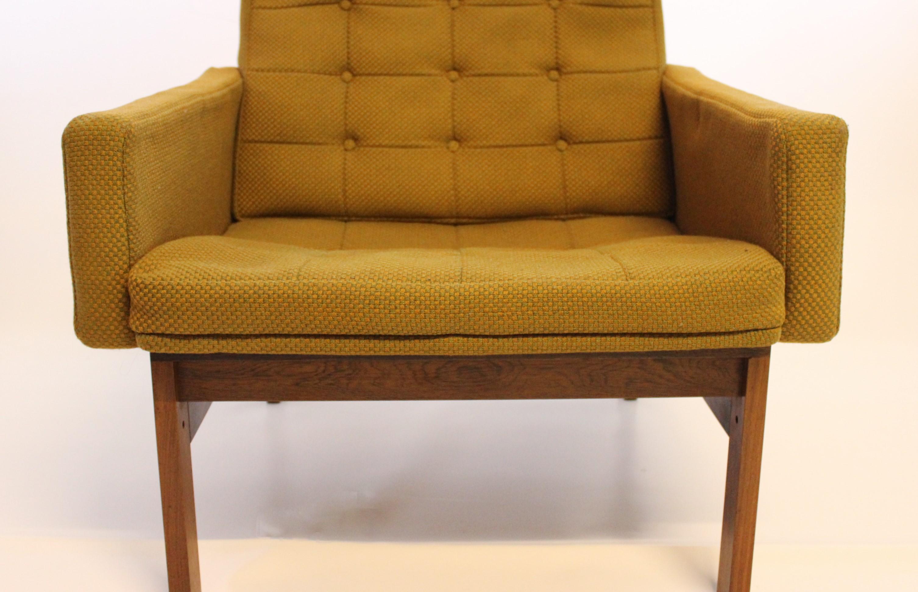 Mid-20th Century Scandinavian Modern Pair of Easy Chairs in Dark Green Fabric by France and Son For Sale