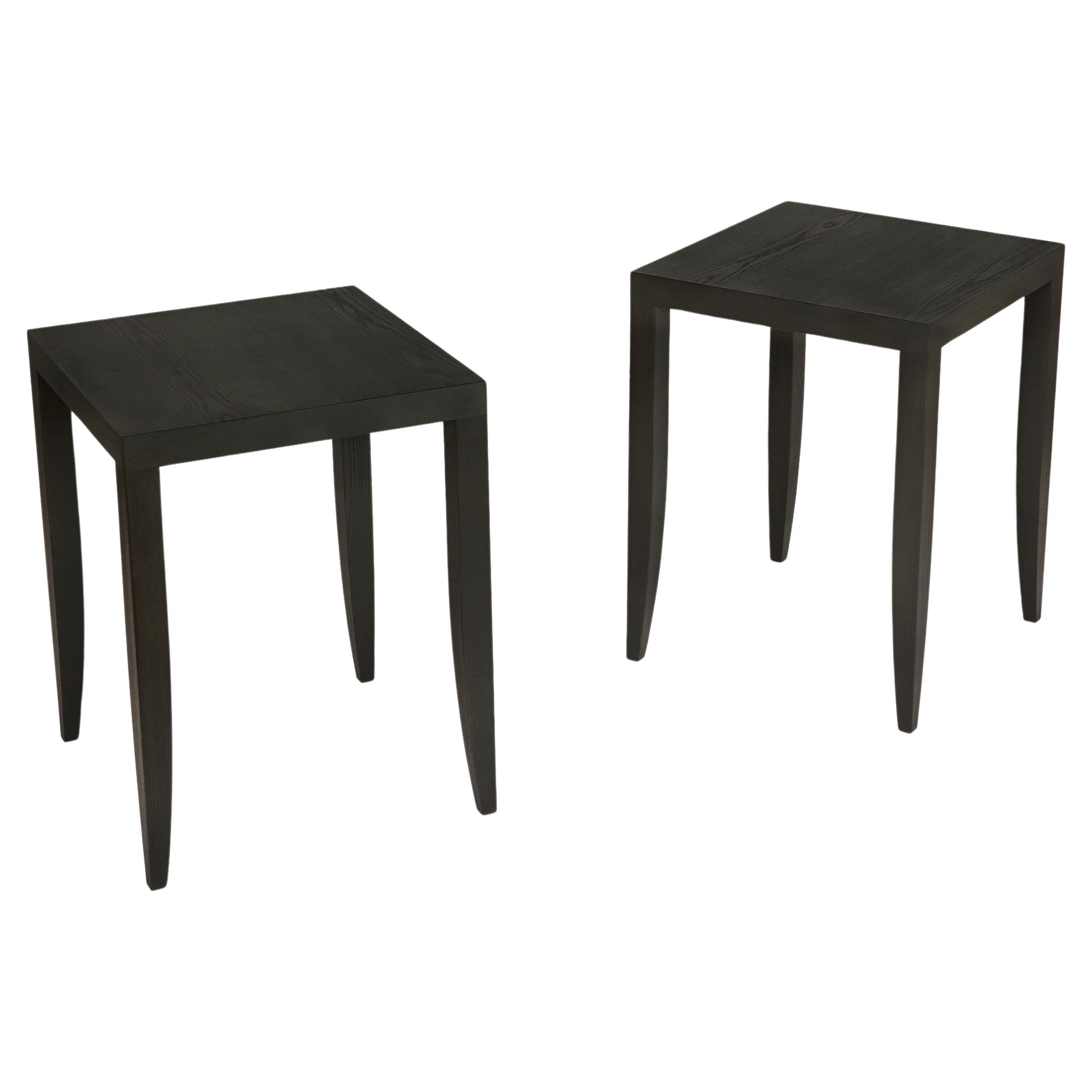 A pair of ebonised ash occasional tables  For Sale