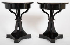 Pair of Ebonized Biedermeier Demilune Stands