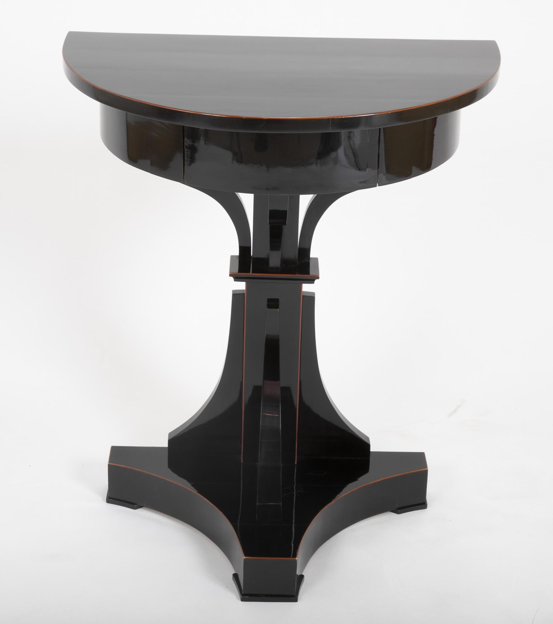 Austrian Pair of Ebonized Biedermeier Demilune Stands