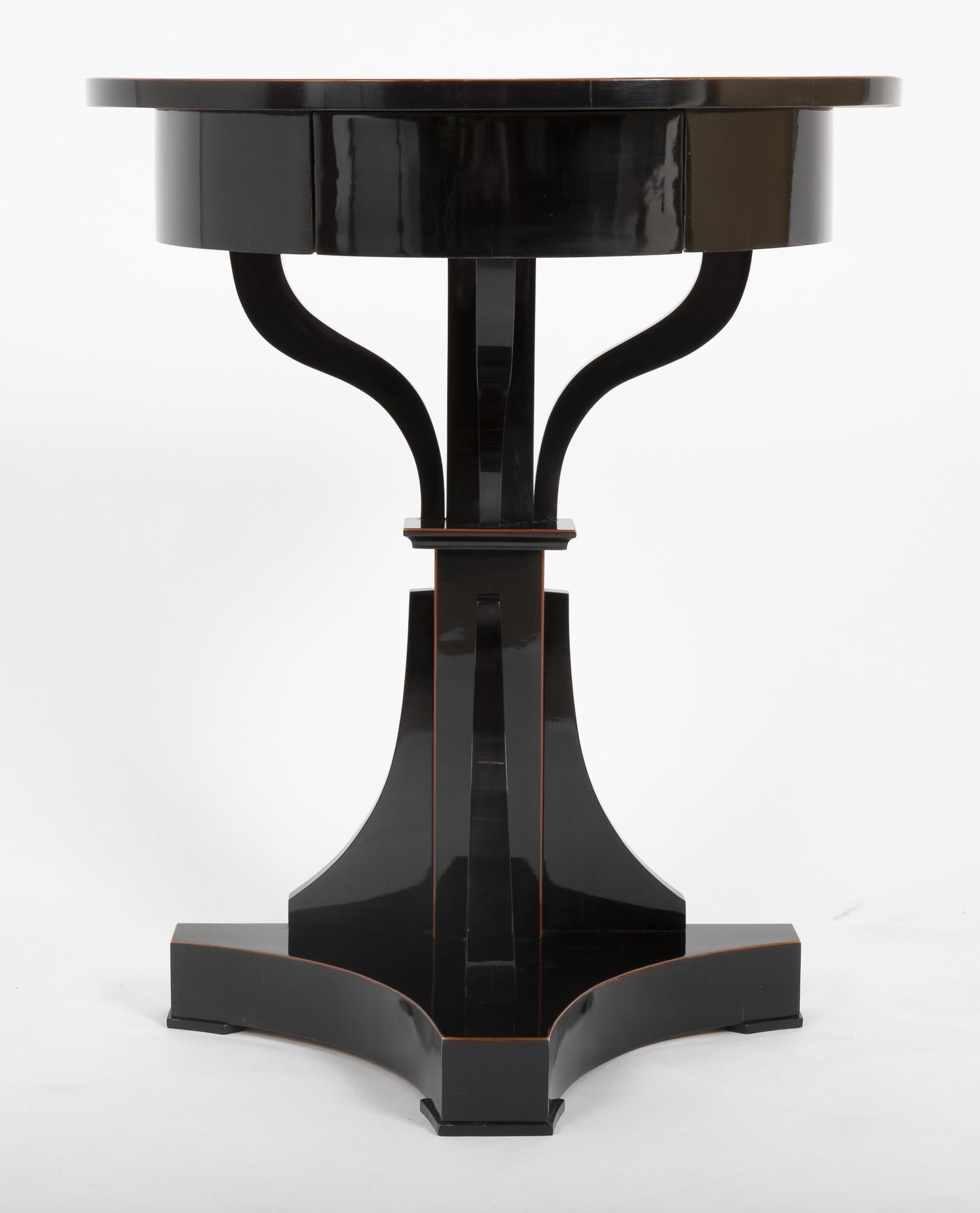 Lacquered Pair of Ebonized Biedermeier Demilune Stands