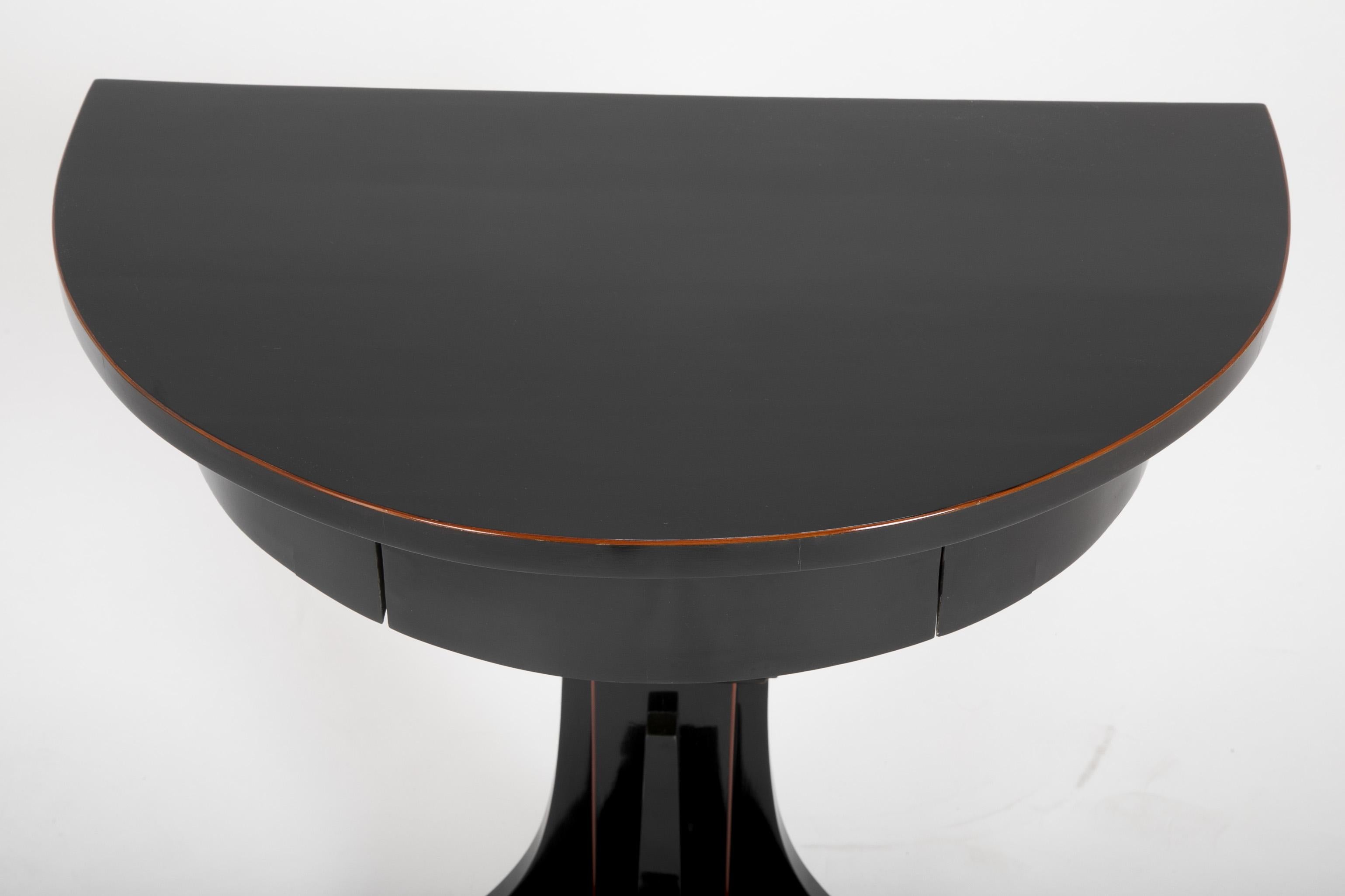 Early 19th Century Pair of Ebonized Biedermeier Demilune Stands