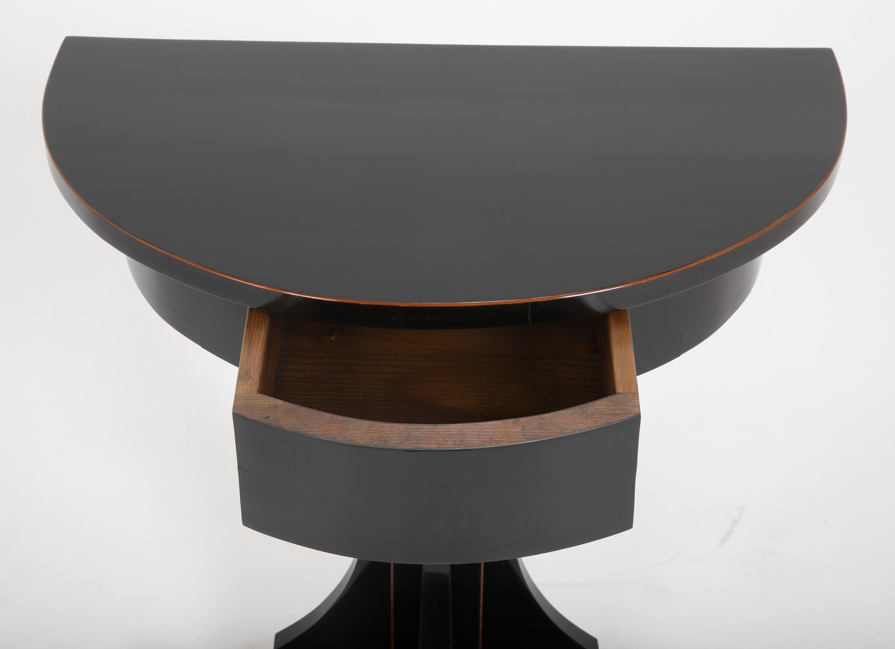 Pine Pair of Ebonized Biedermeier Demilune Stands