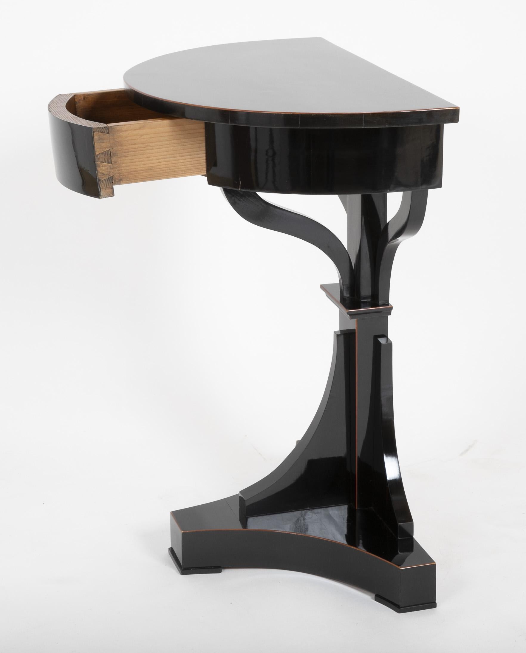 Pair of Ebonized Biedermeier Demilune Stands 1
