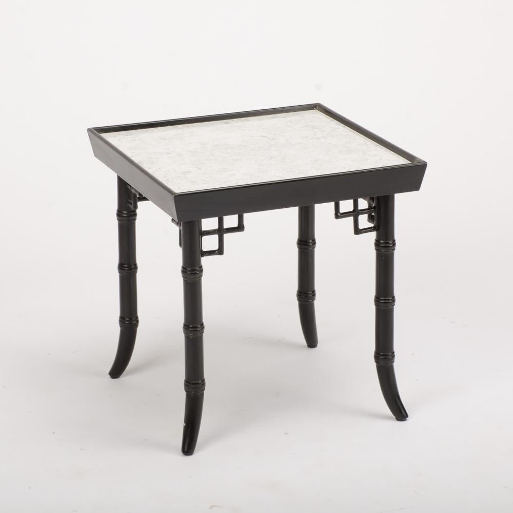 Pair of Ebonized Faux Bamboo Tables, circa 1950 In Good Condition In Philadelphia, PA