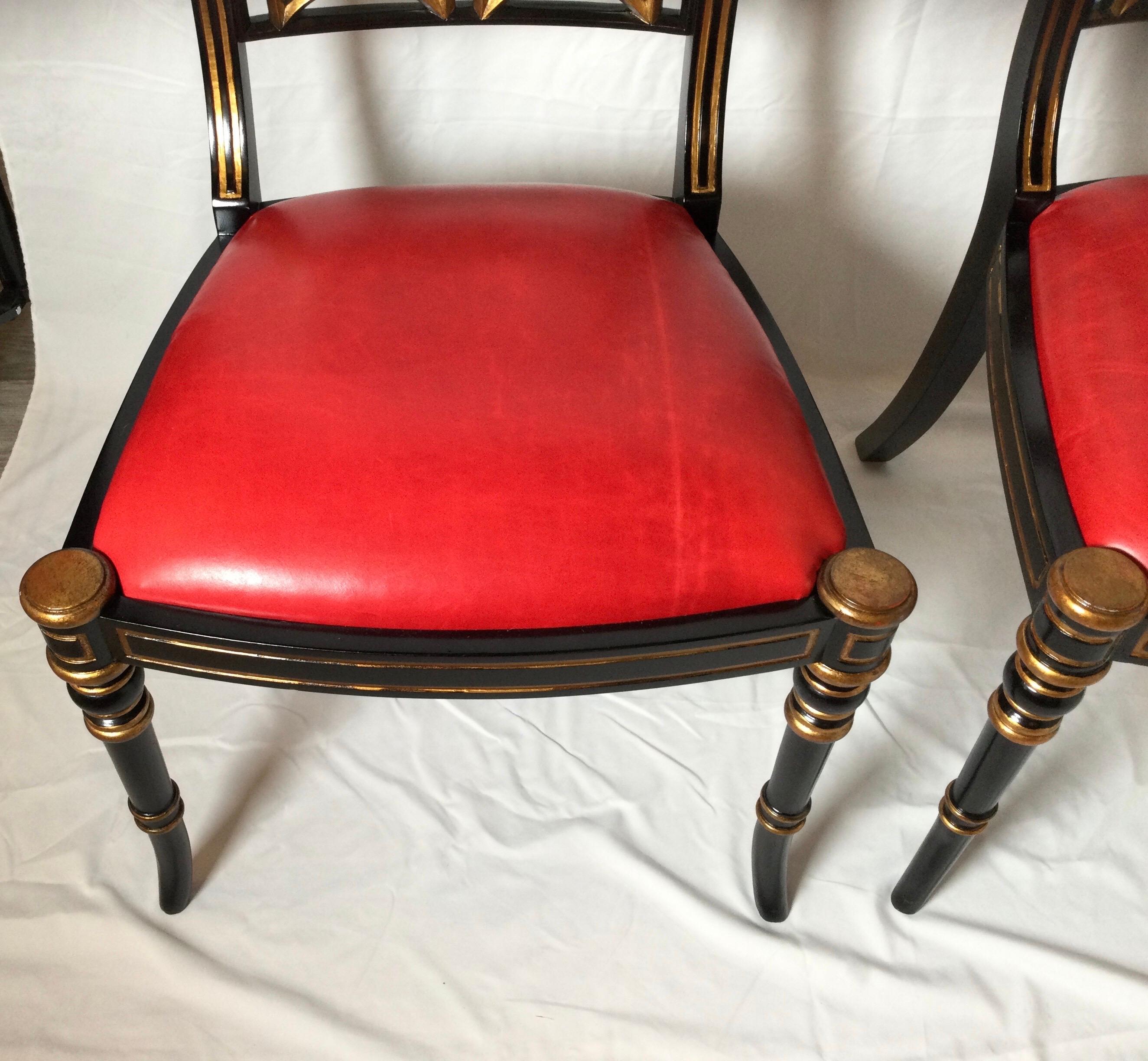 20th Century Pair of Ebonized Regency Style Side Chairs