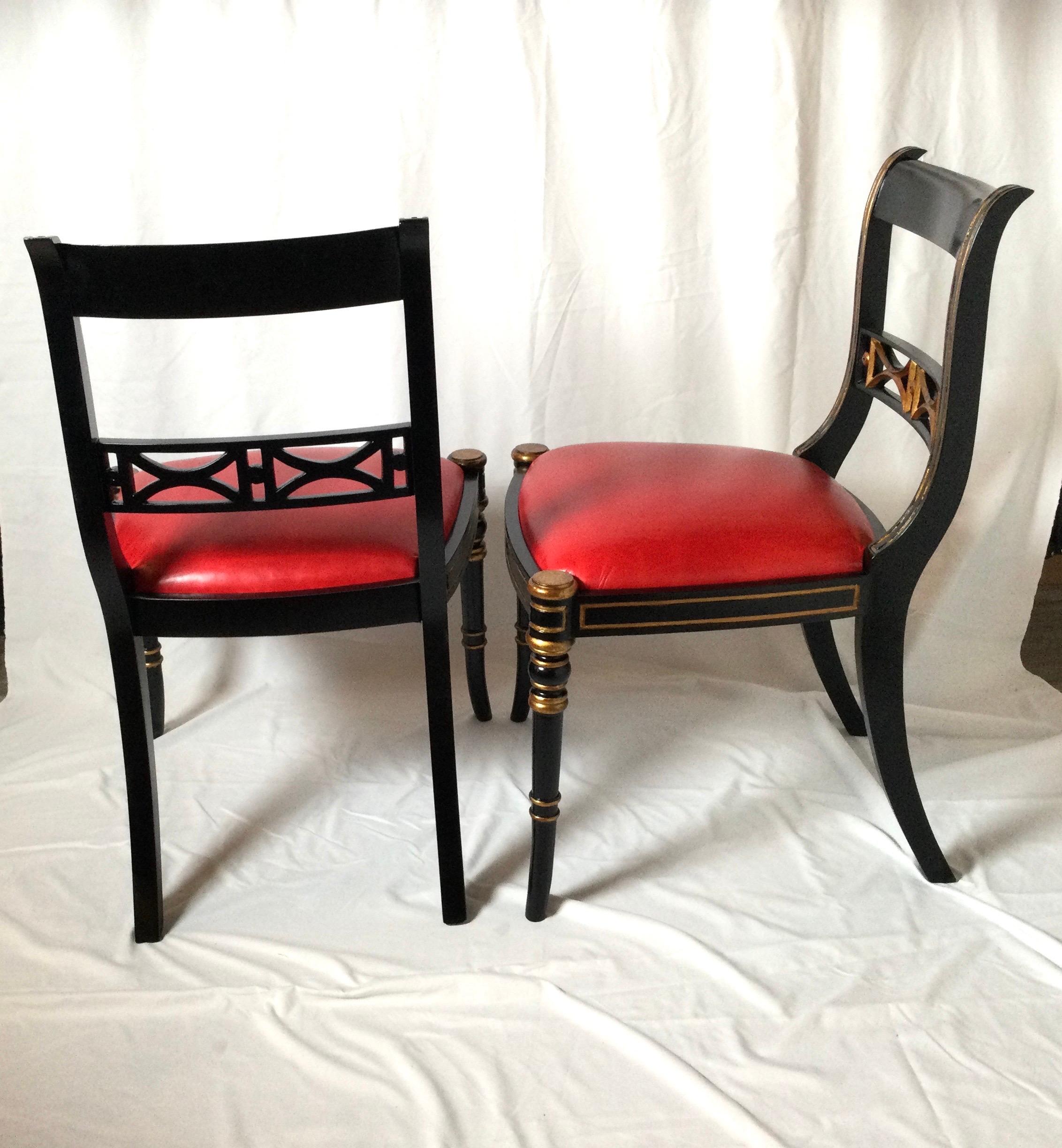 Pair of Ebonized Regency Style Side Chairs 1