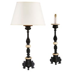Pair of Ebonsied Candlestick Lamps