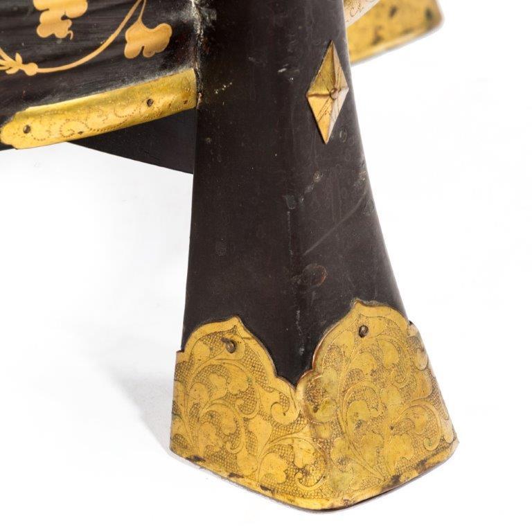 19th Century Pair of Edo Period Black and Gold Lacquer Samurai Helmet Boxes For Sale