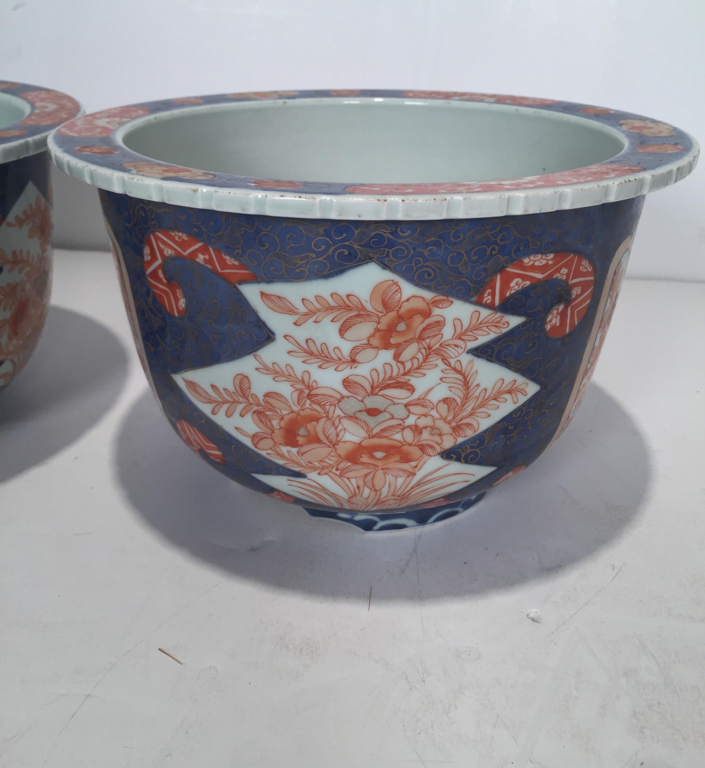 Japanese Pair of Edo Period Imari Jardiniere Planters