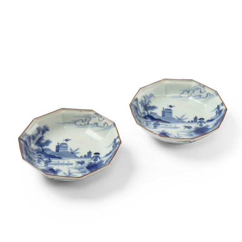 Japanese A pair of Edo period ‘Scheveningen’ design Arita export dishes For Sale