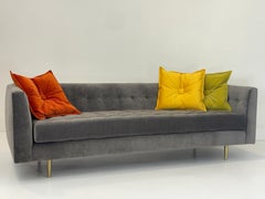 A Pair of Edward Wormley for Dunbar Model 655 Sofas in Grey Mohair Velvet