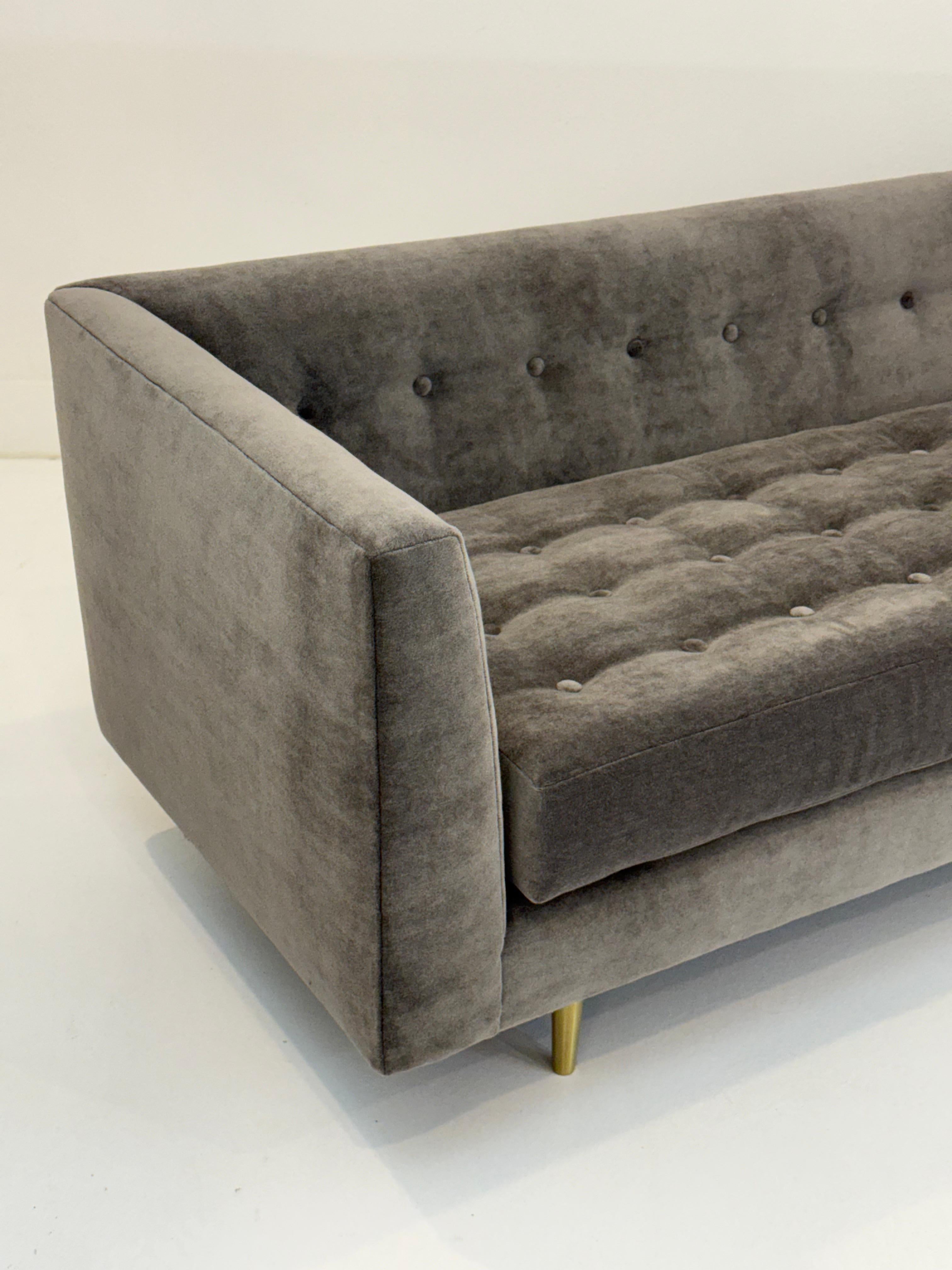 Mid-Century Modern A Pair of Edward Wormley for Dunbar Model 655 Sofas in Grey Mohair Velvet For Sale