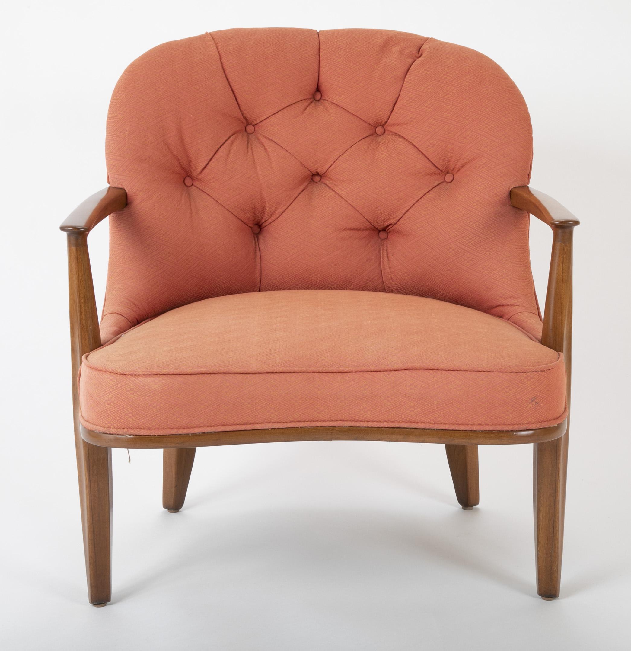 American Pair of Edward Wormley Walnut Armchairs for The Janus Collection of Dunbar