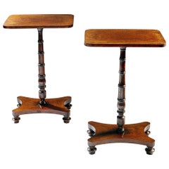 Pair of Edwardian Burr Oak Occasional Tables