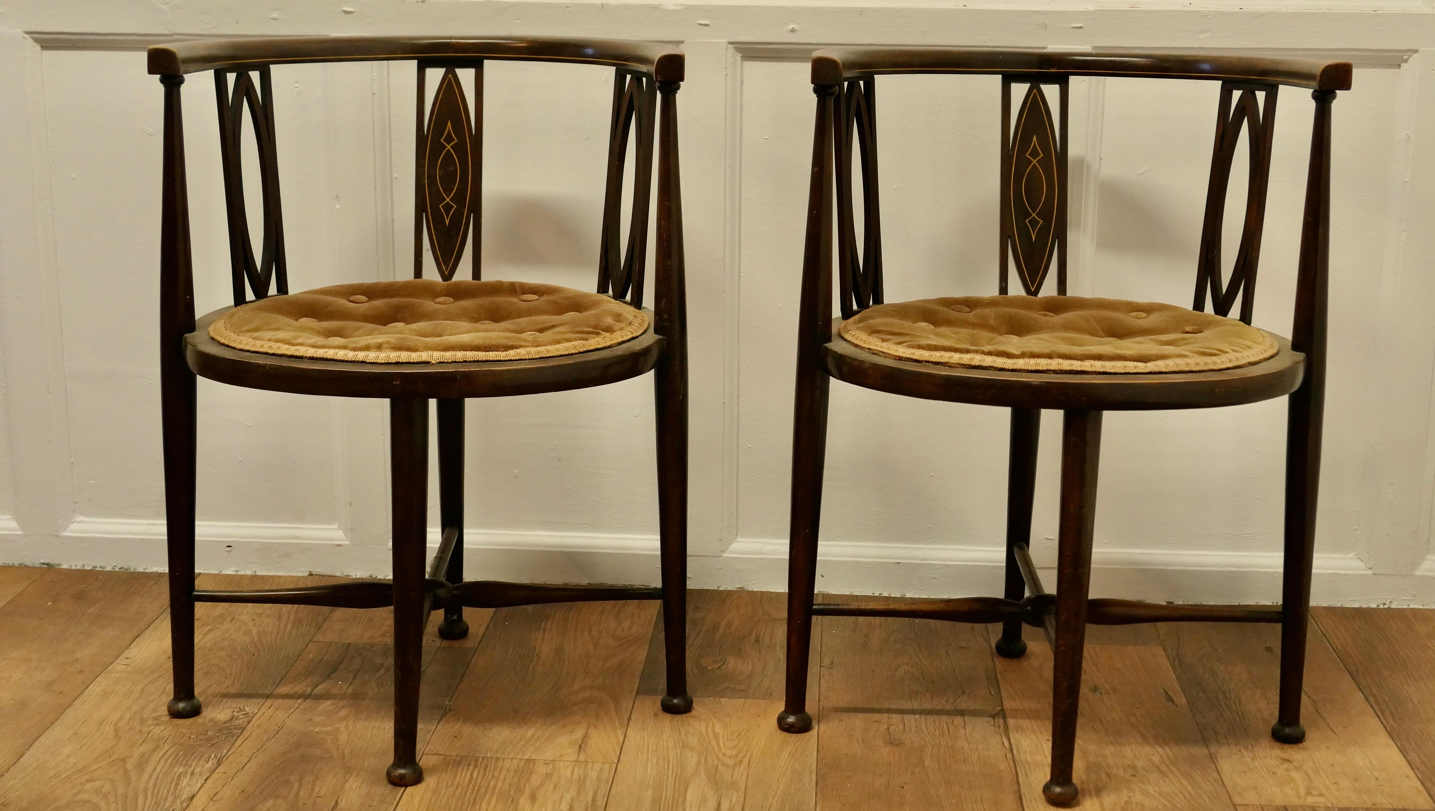 Pair of Edwardian Circular Arm Chairs In Good Condition For Sale In Chillerton, Isle of Wight