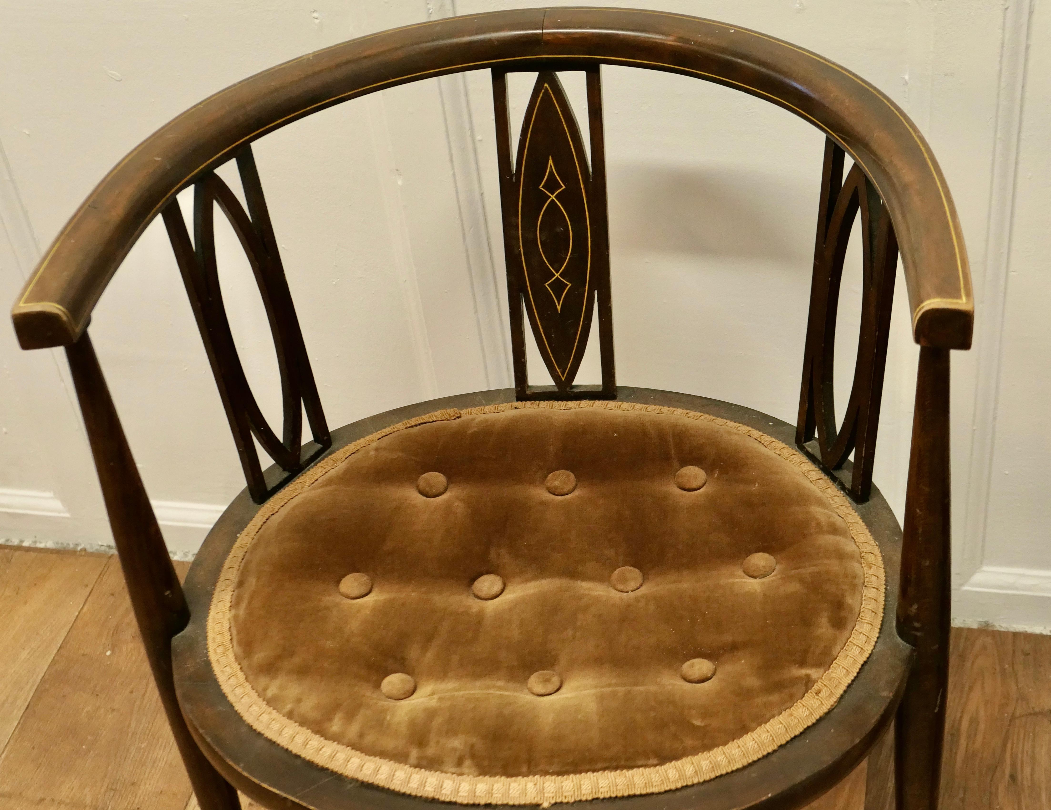 Pair of Edwardian Circular Arm Chairs For Sale 1