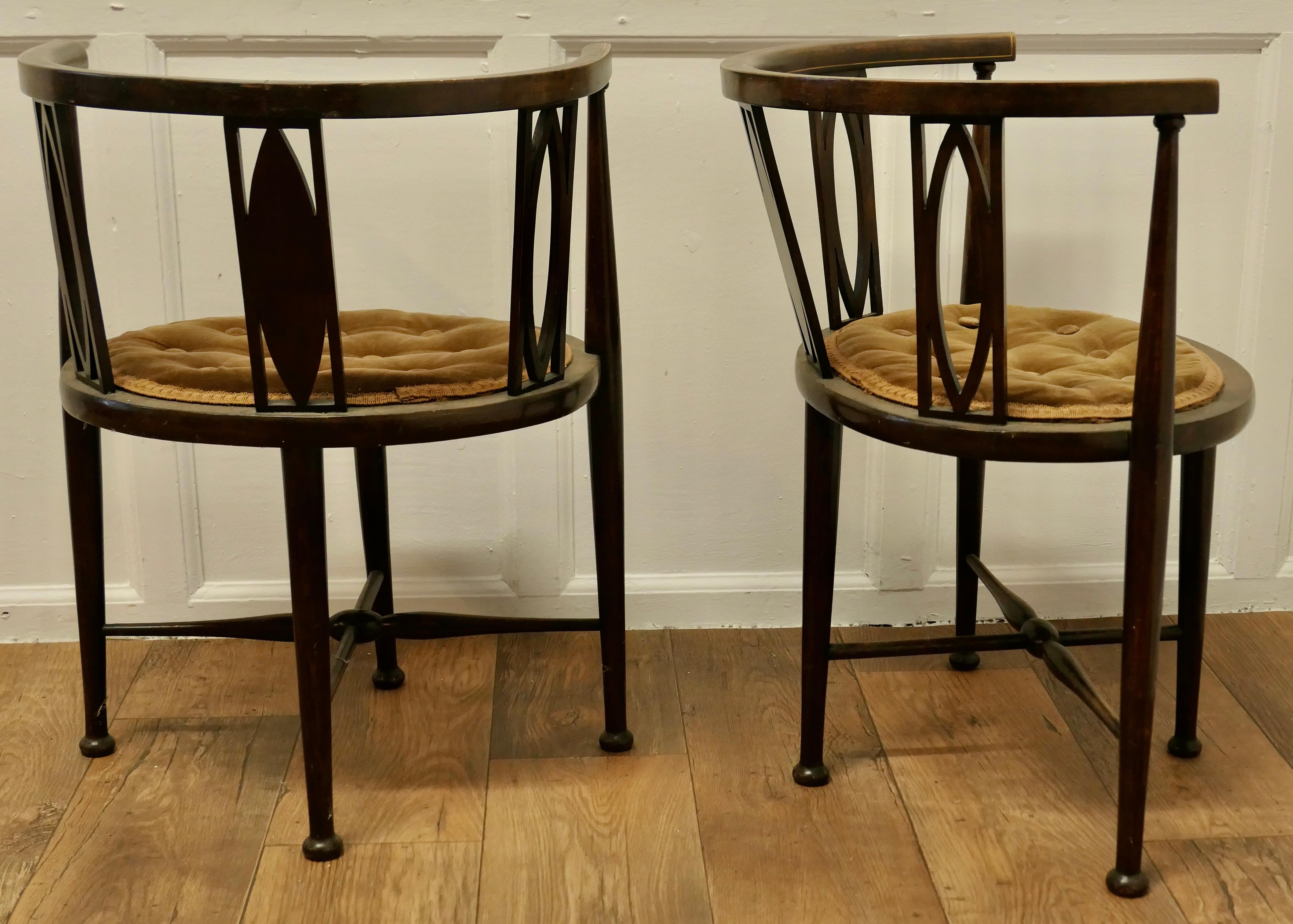 Pair of Edwardian Circular Arm Chairs For Sale 3
