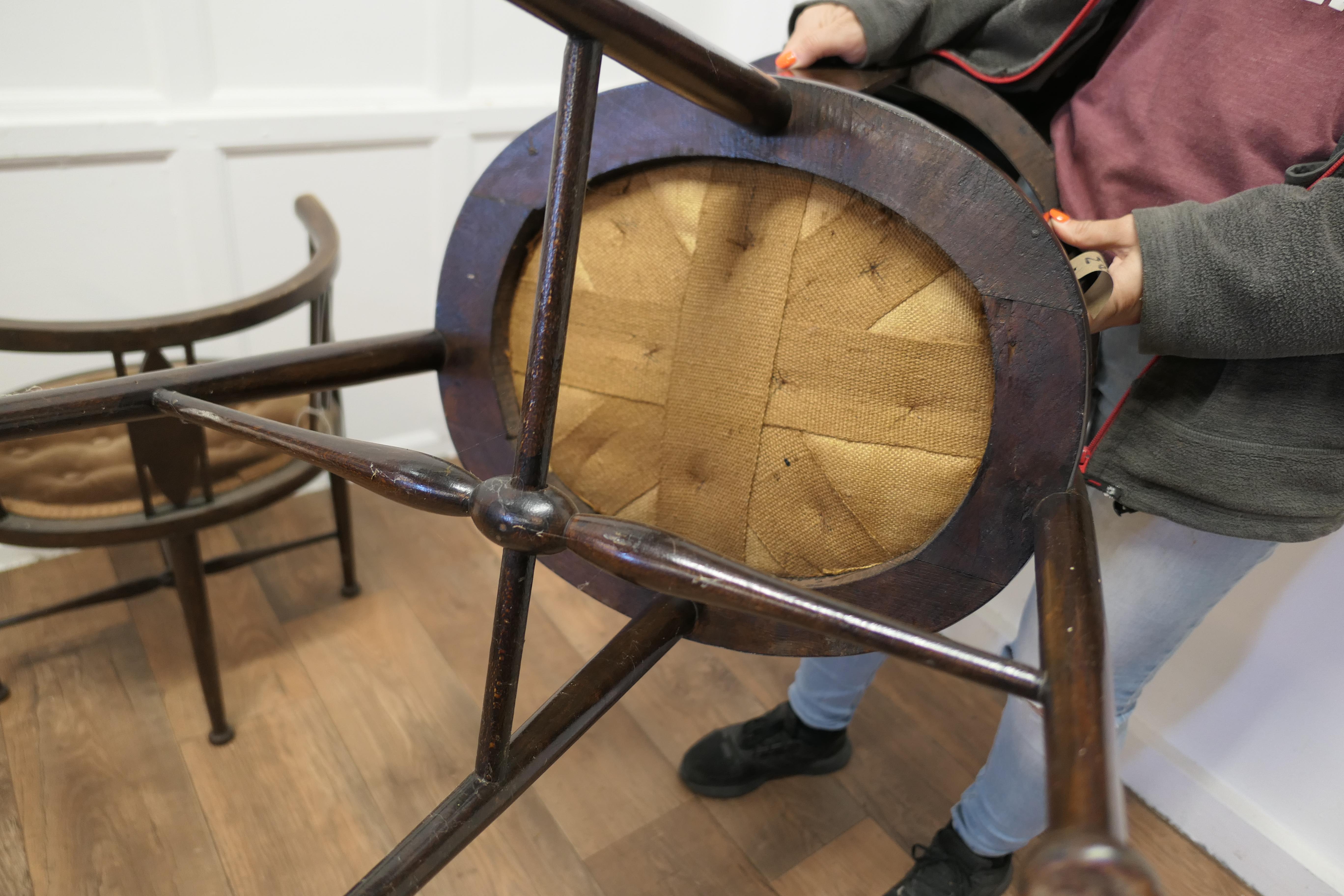 Pair of Edwardian Circular Arm Chairs For Sale 4