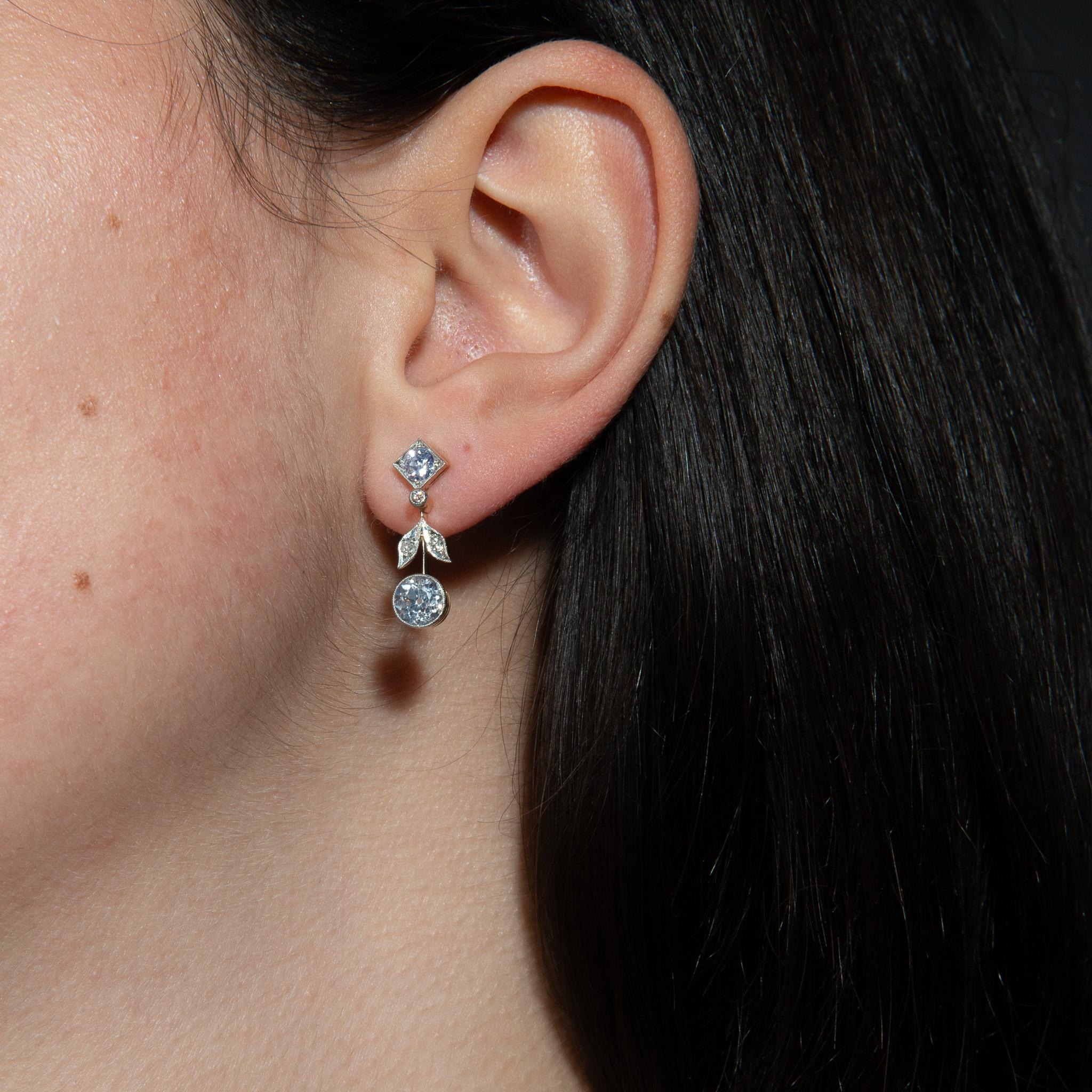 Women's or Men's A Pair of Edwardian Diamond Earrings