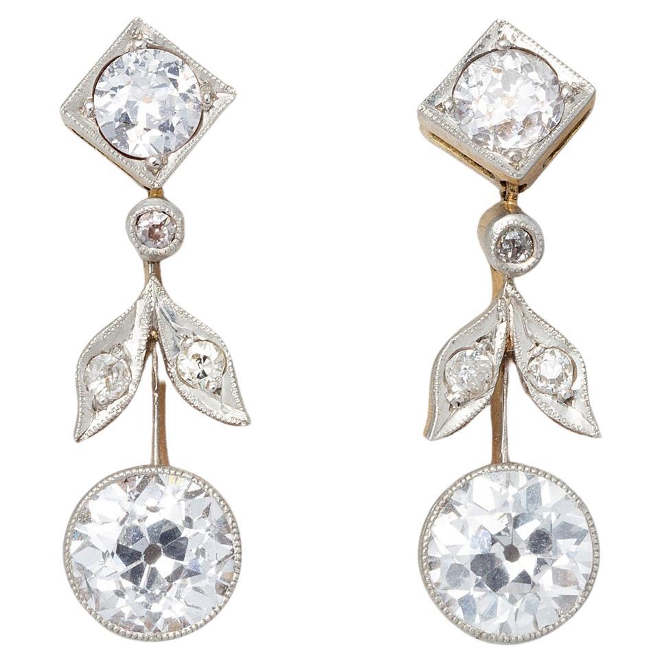 A Pair of Edwardian Diamond Earrings