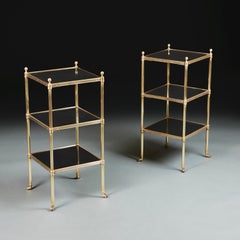 Pair of Edwardian Ebonized Etageres