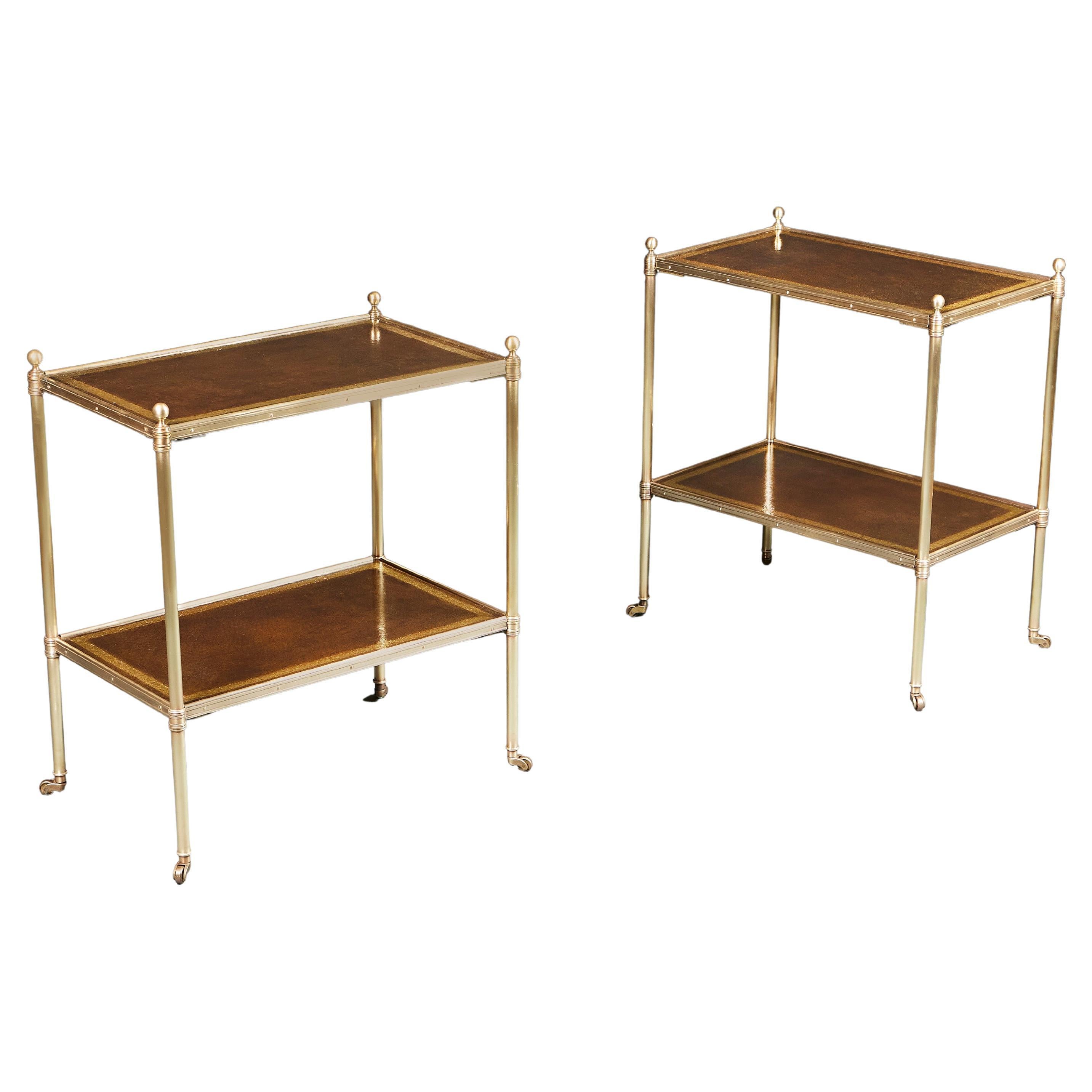 Pair of Edwardian Leather Etageres