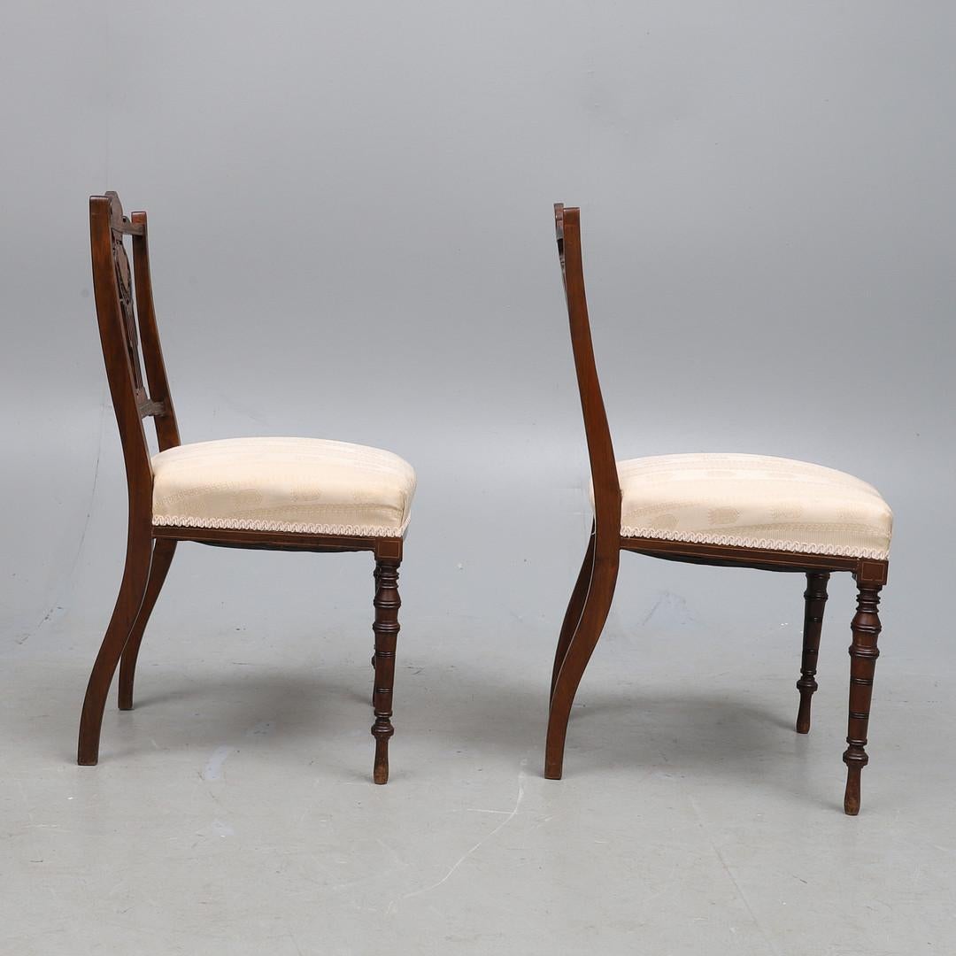 Woodwork Livingroom Chairs, Exclusive Pair of Edwardian Mahogany Boxwood Home Decor For Sale