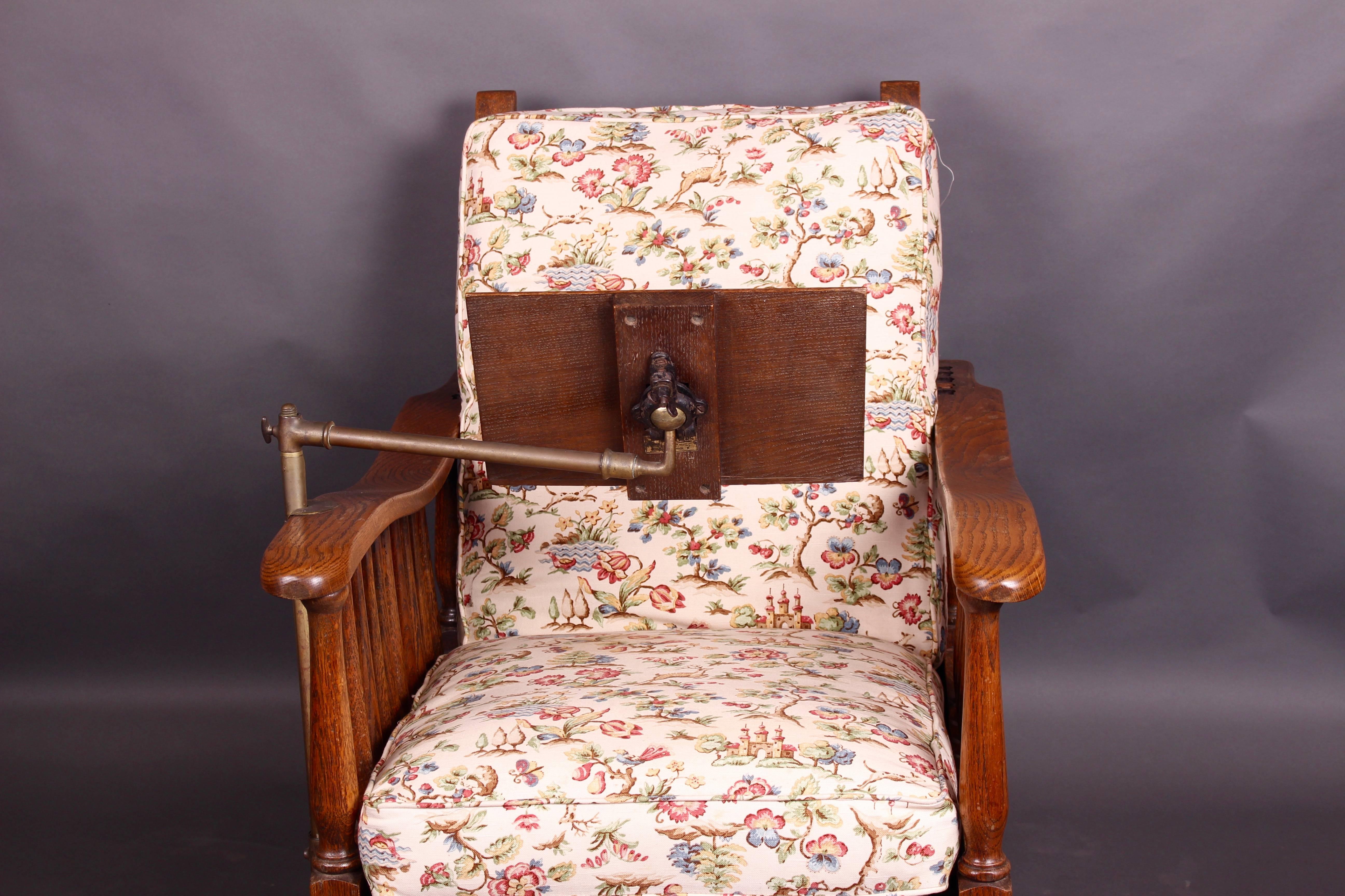 Pair of Edwardian Oak Steamer Chairs, One with a Carters Patent Reading Stand 3