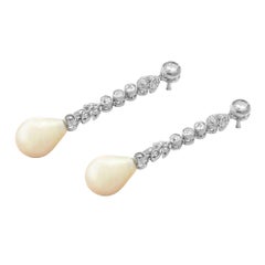 Pair of Edwardian Pearl and Diamond Drop Earrings