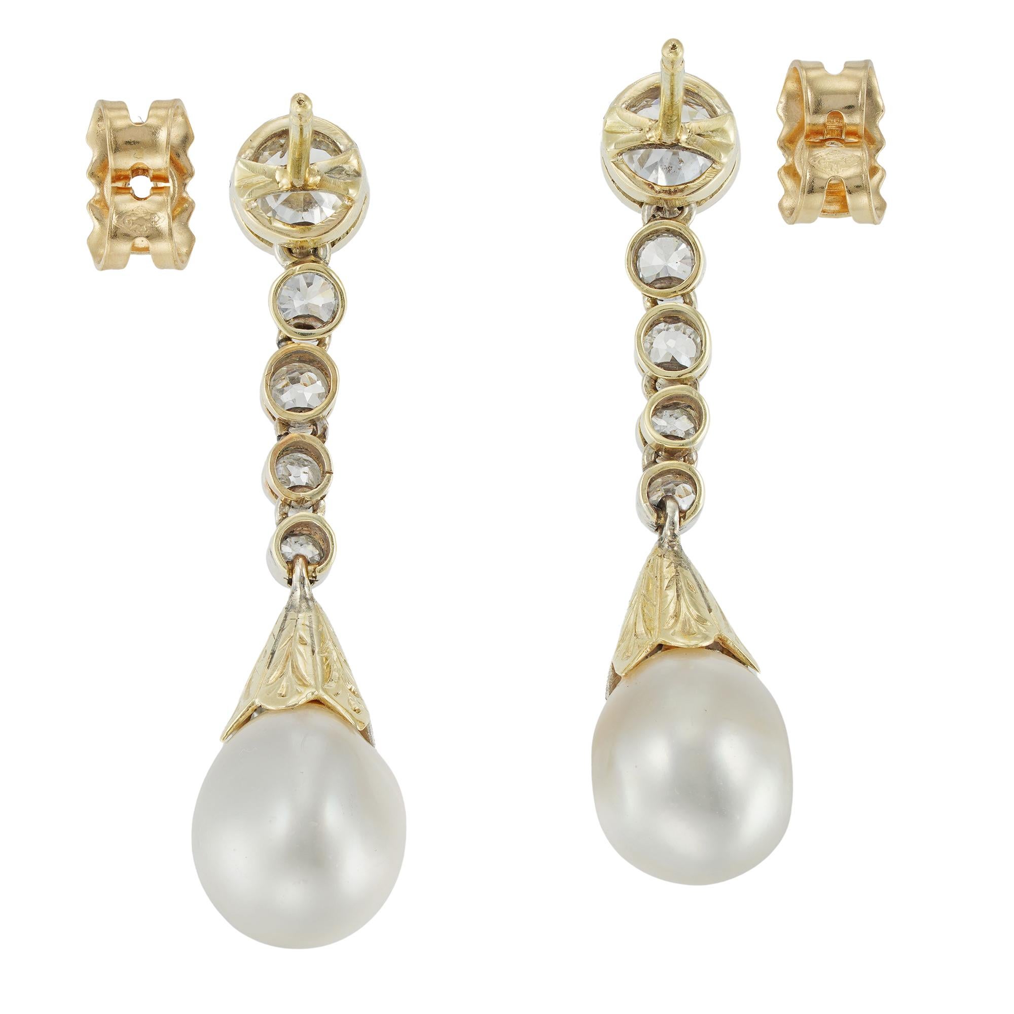 pearl diamond drop earrings