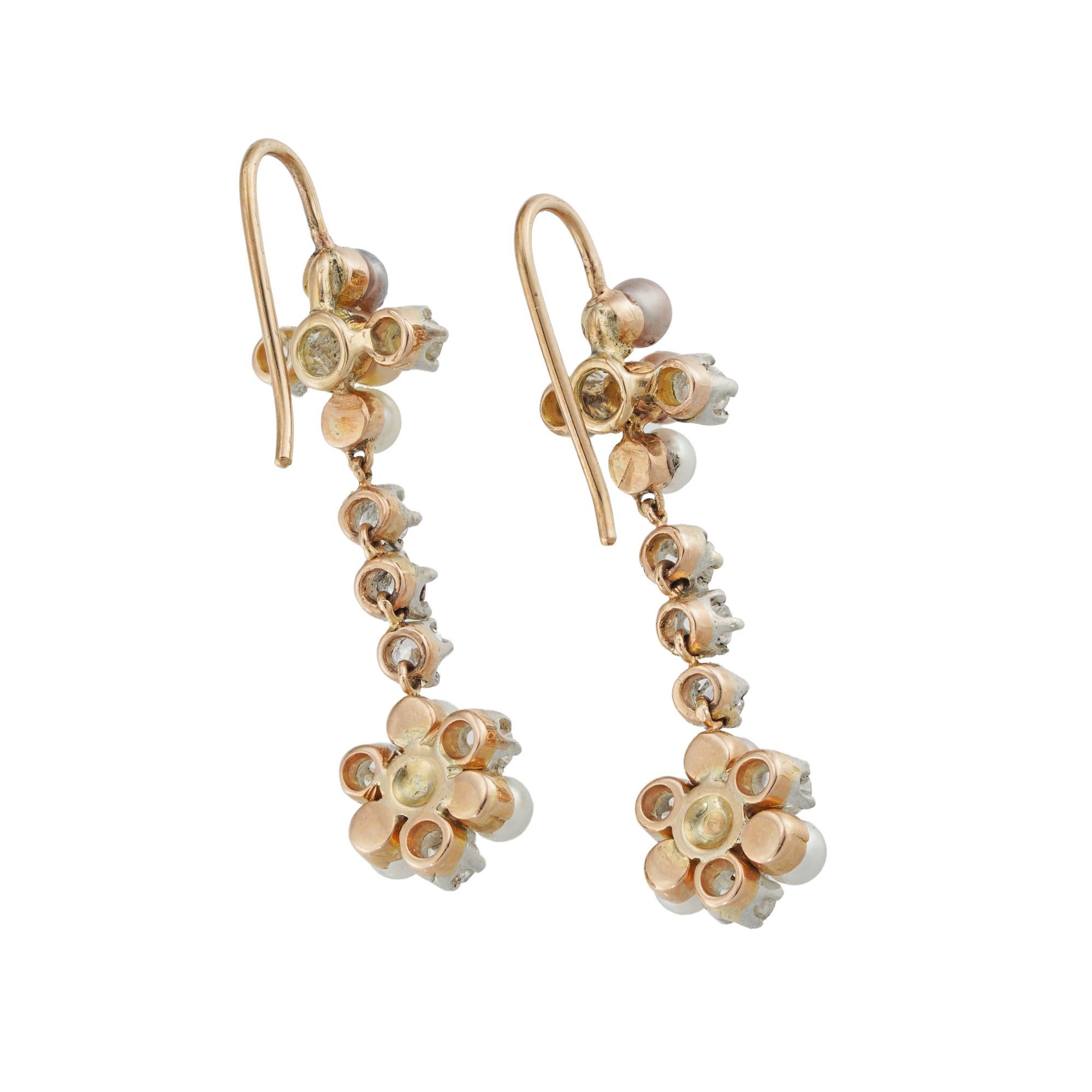 Women's or Men's A Pair Of Edwardian Pearl And Diamond Earrings For Sale
