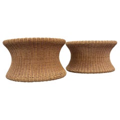 A Pair Of Eero Aarnio "Mushroom" Stools In Rattan/Wicker, Asko 1960s