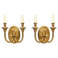 A Pair of E.F. Caldwell Neoclassical Gilt Bronze Two-Arm Wall Sconces