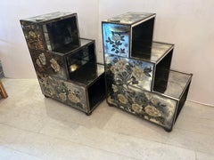 An eglomise  table with intricate floral design