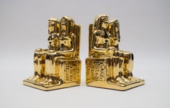 Pair of Egyptian Hollywood Regency Ceramic Bookends by Bellini, Italy 1970s