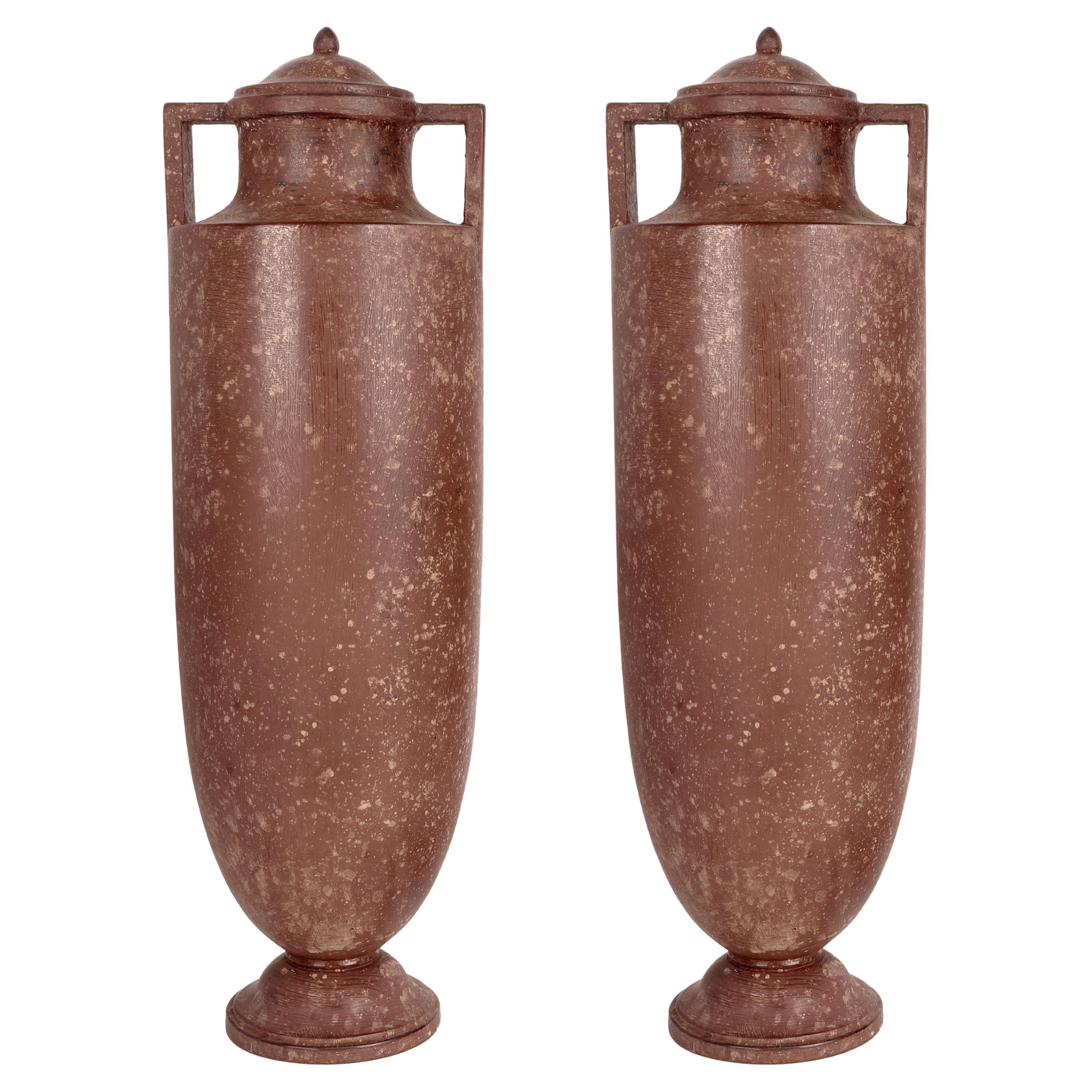 Pair of Egyptian Revival Vases, France, Last Quarter of the 19th Century For Sale