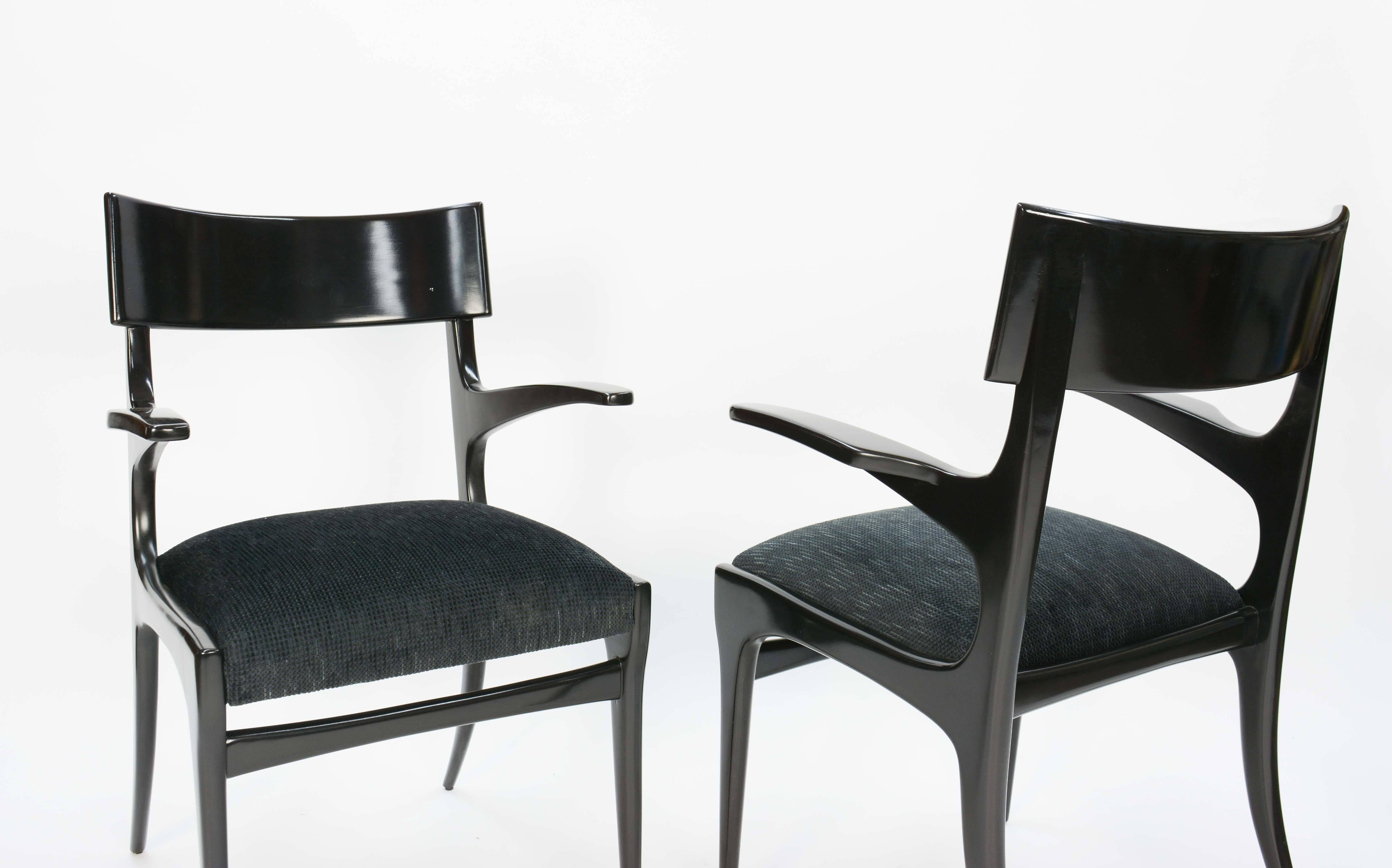 Mid-Century Modern Pair of Elegant and Classic Italian Klismos Armchairs after Robsjohn-Gibbings