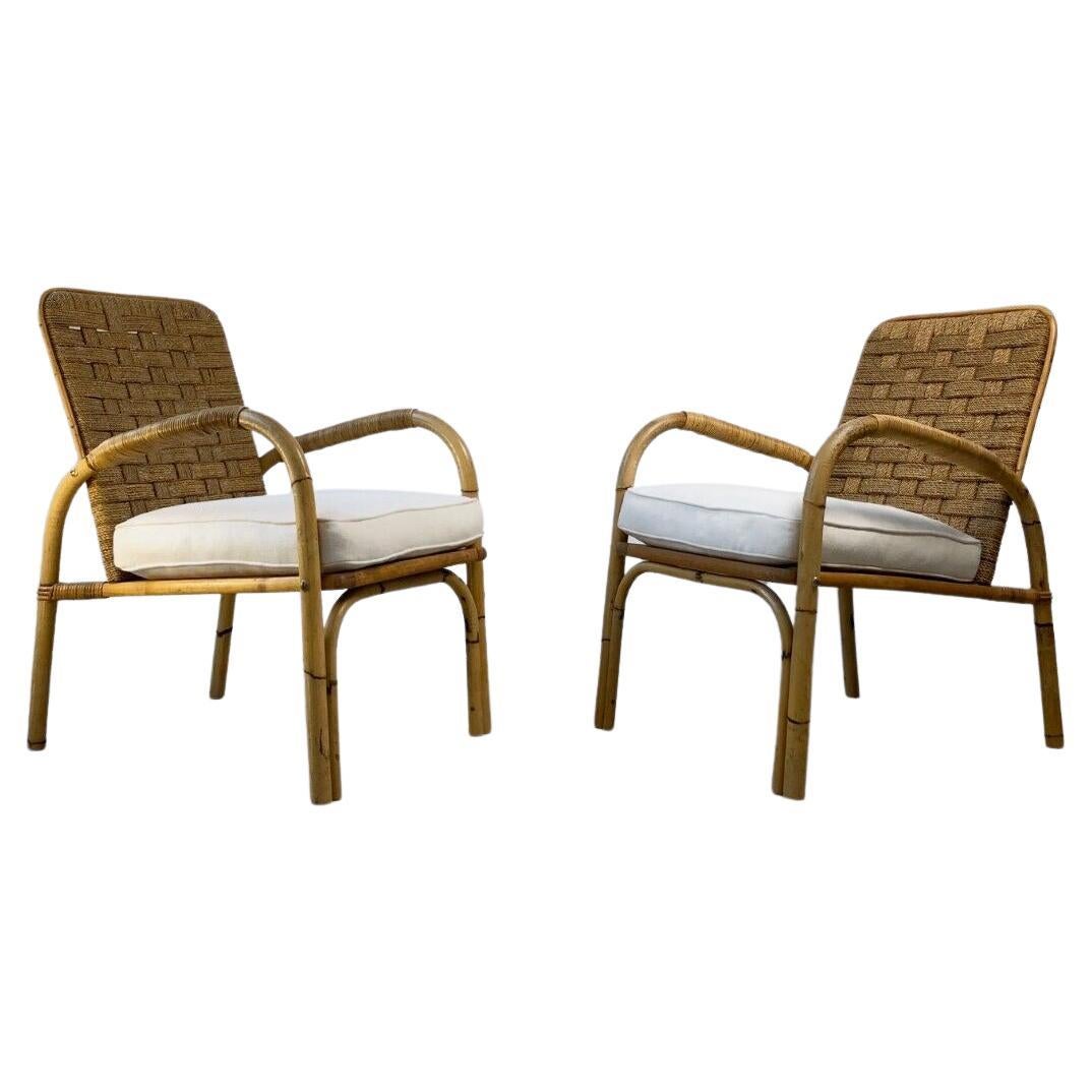 A Pair of ART-DECO MODERNIST ARMCHAIRS by AUDOUX-MINNET, France 1950