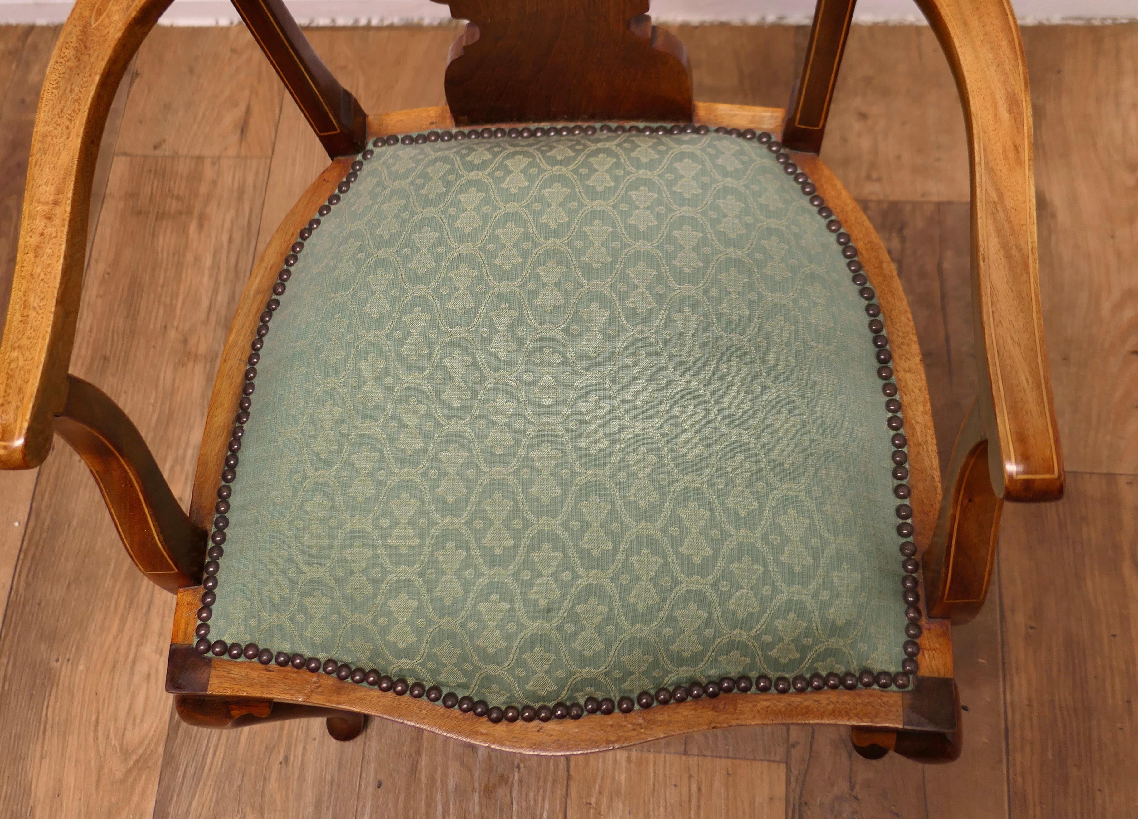 A Pair of Elegant Edwardian Upholstered  Arm Chairs     For Sale 5