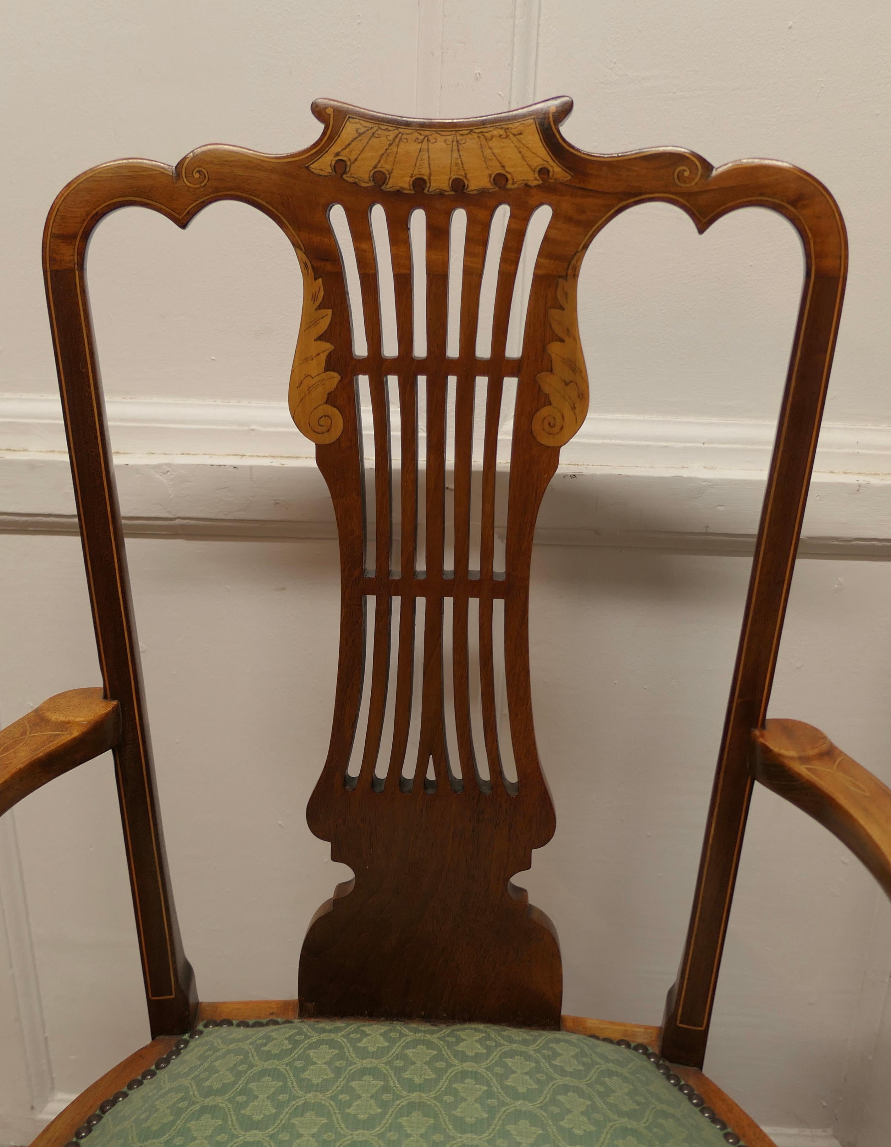 A Pair of Elegant Edwardian Upholstered  Arm Chairs     For Sale 1