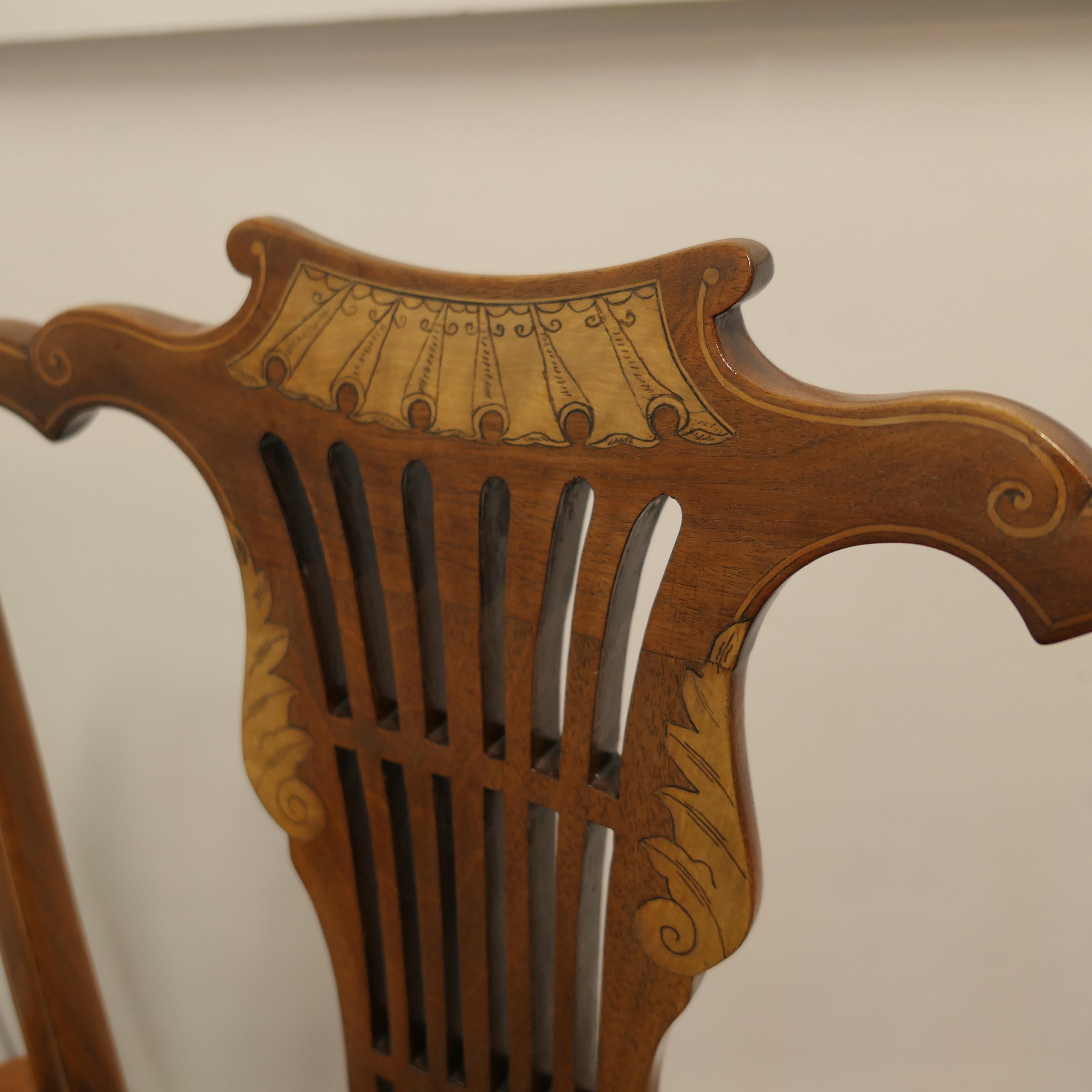 A Pair of Elegant Edwardian Upholstered  Arm Chairs     For Sale 4