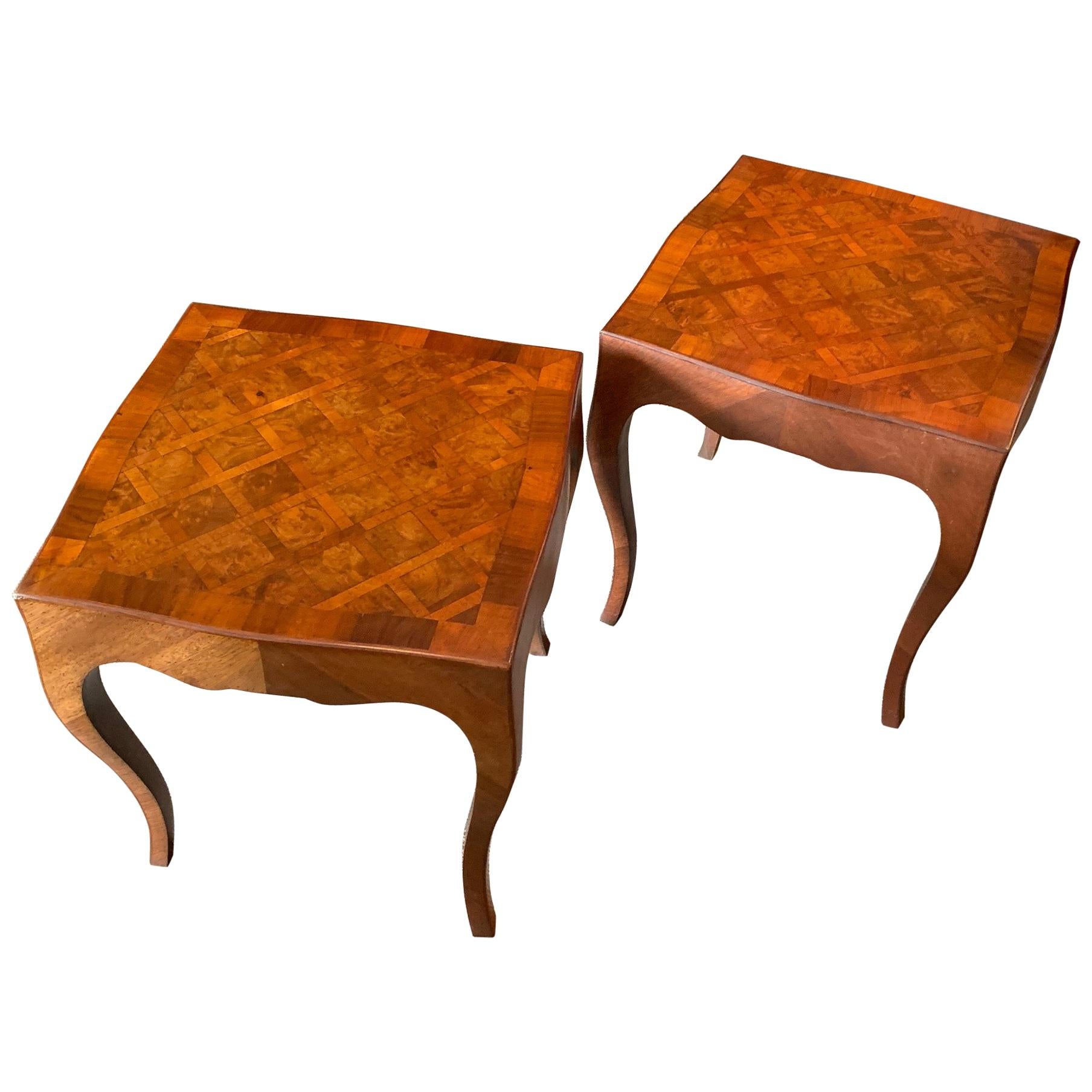 Pair of Elegant Italian Tables with Cabriolet Legs For Sale